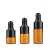 Depolama Şişeleri Kauçuk damlalık Örnek Şişe Kahverengi Amber 1ml 2ml 3ml Boş Kozmetik Ambalaj Cam Esansiyel Yağ Pipet Şişeleri 100 PCS