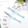 Stud Earrings 925 Sterling Silver Tassels Cone Blue Zircon Star For Women Jewelry Accessories Wholesale Argent Jewellery