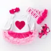 Baby en kinderkleding, baby lange mouwen wikkel rok, pasgeboren katoenen roze roze jurk, prinsesjurk, vierdelige set