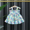 Girl's Dresses Summer Baby Girls Dress Strawberry Flowers Big Bow Strap Daily Knee Length Dress Y240415Y240417VSI1