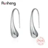 Hoop Earrings 925 Sterling Silver Glossy Water Drop Shape Ear Hook For Women Simple Generous Fashion Fine Gift