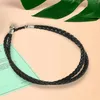 Storage Bags Jewelry Men's Necklace - 3mm Cord Leather Stainless Steel For Men Color Black Silver With Gift Bag 40cm