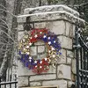 Decorative Flowers Veterans Day Wreath Artificial Red Blue Berry Ring For Window Home Porch Farmhouse Patio Garden Garland Decoration