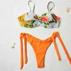 Roupas de banho femininas de banho sexy para lady floral estampa de biquíni 2024 mulheres empurrar renda feminina maiô de duas peças