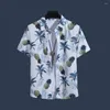 Men's Casual Shirts Breathable Short Sleeve Men Top Shirt Tropical Style With Colorful Print Quick Dry Fabric For Vacation