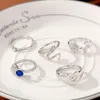 Mavi yılan şeklindeki klipli 5 adet yaratıcı ve şık gül kalp yüzüğü