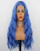 Syntetiska peruker Vackra dagbok Löst Curly Spets Front Wig Blue Color 13x4 för kvinnliga limlösa hår Kend227244127