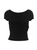 Women's T-skjortor Chic skjorta Kort hylsa Backless Crop Top Monterade Basic Sexy Black Tees Summer 2024 Y2K Outfits T-shirts