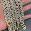 Mrożony Hiphop Cuban Chain for Men 18 mm Baguette Cut 925 Srebrny Srebrny VVS Diamond Moissanite Cuban Link Chain