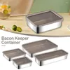 Storage Bottles Stainless Steel Fresh Keeping Metal Box Bacon Container Deli Saver Tray Kitchen Grease Raised Striped Bottom For Home