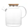 Hip Flasks 1800 Ml Large Capacity Glass Cool Pitchers With Bamboo Lid Kettle Transparent Explosion-Proof Heat Resistant Fruit Tea