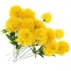 Decoratieve bloemen 12 PCS POBEERS KUNSTAIAAL DANDENLANG Weddenbout Bouquet Plastic gele levensecht