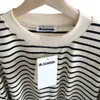 Kvinnors hoodies tröjor JIL23 Spring/Summer Casual Simple Label Stripe Loose Slim Short Sleeve T-shirt