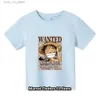 Kläder sätter nya One Pieces Tshirt Kids Fans presentkläder Girls Tshirt Baby Boys Luffy T-shirt Summer T Kort ärm T240415