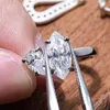 Кластерные кольца tfglbu full d vvs1 marquise/pear cut 1,5cttw moissanite s925 стерлинговой кольцо для женского предложения подарка