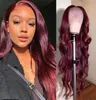 Brazilian Human Hair 13X4 Lace Front Wig 99J Body Wave Pure Burgundy Color Peruvian Malaysian Wigs 1032inch 150 180 210 Densit5050355