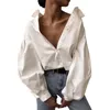 Kvinnors blusar Lady Shirt Anti-Fade 3D Cutting krymper motståndskraftiga grundläggande rena färger Kvinnor Löst blus Anti-pilling