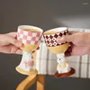 Tazze in ceramica stile cartone animato alto vetro dipinto a mano acqua carina creativa tazza lrregolare adorabile vino