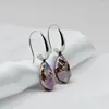 Boucles d'oreilles en peluche pourpre pourpre naturel en eau douce pour les femmes en forme de chute de chute de chute de chute