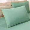 Zestawy pościeli 3/4PCS Solidny zestaw miękki szlifowanie łóżko Linen Płaski arkusz łóżka kołpak poduszka poduszka do dekoracji domu