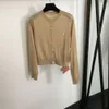 Elegancki damski haft w klatce piersiowej Slim Fit długiego rękawu Tencel Knigan Cardigan Khaki