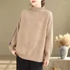 Pulls de femmes Casual polyvalent à demi-cou tricoté Poueter simple simple model en liberté