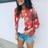 Vestes pour femmes wyblz veste à glissière à imprimé floral Femme printemps été décontracté à manches longues Loose Bomber O o cou tops de mode