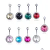 Navel Bell Button Rings Yyjff D0444 New Flower Belly Body Piercing Stud Drop Delivery Jewelry Dhwai