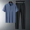 JSNLJS69103 2024 Business Casual Suit Mens Ice Silk Ice Polo Pantalon Pantalon 240412