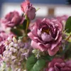 Fleurs décoratives Ornement floral de pivoine Durable résistant au fondu Vintage Fleur artificielle pour les amateurs de créations d'intérieur