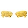 Figurine decorative un paio di maiali intagliati in legno massiccio in carichi di maialini carini a mano Decorazioni per la casa per la casa Ornamenti desktop
