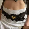 Riemen Rivet Metal Buckle Vintage verstelbare bruine riem uitgehold hartvormige Y2K Fairycore grunge tailleband vrouwen accessoires drop d dh57s