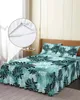 Water Green Chrysanthemum Zwart en wit Retro bedrok Rok gemonteerd met kussenscases Matras Cover beddengoedset laken 240415