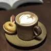 Чашки блюдцы ручной работы творческие латте кофейная кружка набора блюдка ретро -эспрессо домашнее дневное дневное чае