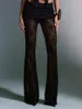 Women's Pants Women Lace Sheer Mesh Flare See Through Hollow Out Slim Fit Beach Cover Up Lounge Leggings Nightclub Party