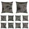 枕2024カバー3Dリネンコットンプリントソファデザイン枕のための黒い白い縞模様の穴