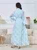 Vêtements ethniques Eid Muslim Party Robe for Women Jalabiya Abaya Ramadan Long Robes Abayas femme Kimono Robe Caftan Vestidos Largos 2024