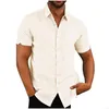 Men'S Casual Shirts 100% Cotton Line Mens Short-Sleeved Summer Solid Color Turn-Down Collar Beach Style Plus Size 220801 Drop Deliver Dhmtf