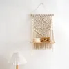 Tapisserier Macrame Wall Hängande hylla flyter med virkade handgjorda förvaringshyllor för poramar utomhus heminredning inomhus