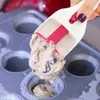 Lepels cake beslag distributie schep voor doe -het -zelf cupcake bakkeuken gadget meel dispenser lepel glijdende knop meten