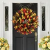 装飾的な花は水をまくクリスマスリースプラスチックのお祝いのお祝いの玄関の玄関の花輪のための家の家の装飾秋冬