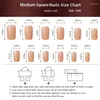 False Nails 24Pcs Glossy Medium Square Press On Pink Glitter Style Gradient Artificial Manicure Reusable Fake