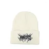 Berets Personality Embroidery Beanies Hat Men Woman Fashion Winter Warm Knitted Bone Ski Skullies Wool Hats Gorras