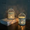 Candle Holders Middle East Metal Birdcage Holder Creative Openwork Floral Pattern Design Hanging Candelabra Wedding Table Decoration