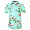 Męskie letnią koszulę z krótkim rękawem z Flamingo Hawaiian Beach Casual High Quality 240415