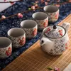 Conjuntos de té de tetera de color infiltrado de estilo japonés con una olla y cinco tazas de té