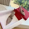 Designer Dress Shoes Formal Women High Pointed Toe Shoes Slingback Sandals Classic Metal V Buckle Nude Black Red Matte Stiletto Heels