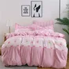 Ensembles de literie fleur rose 4 / 3pcs Feuilles de lit confortables couette de couette courtepointe enclurs doux de bonne qualité RU Style