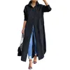 Robes décontractées Femmes Bouton Down Shirt Robe en V manche longue lâche plus taille t maxi kaftan tops