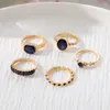 Diamond Inlaid Sapphire Crystal Ring 5-piece Set of Creative and Versatile Oval Rings